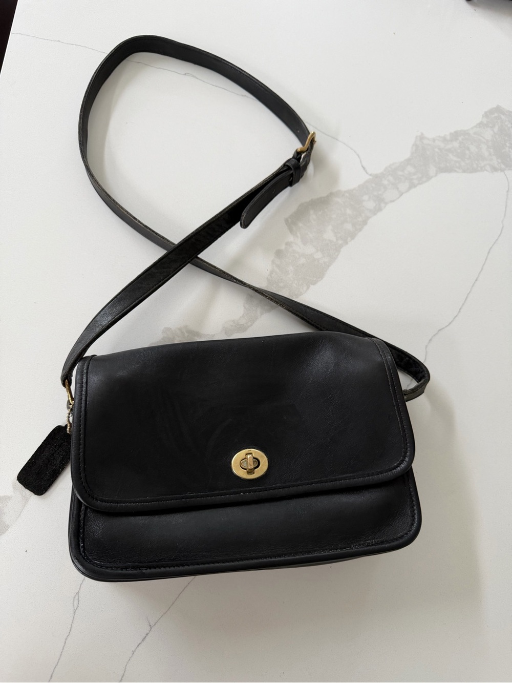 vintage Coach Rambler's Legacy crossbody bag in black leather